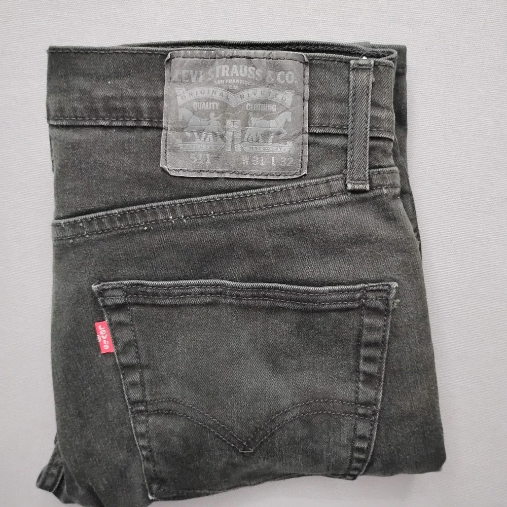 Levis 511 Slim Fit Jeans Mens 31x32 Faded Black Dark Grey Denim